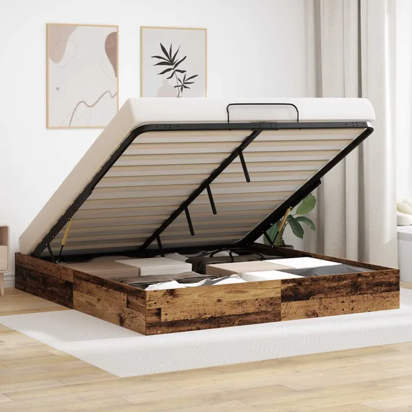 Cadre de lit ottoman Bois ancien 160 x 200 cm Bois d’ingénierie