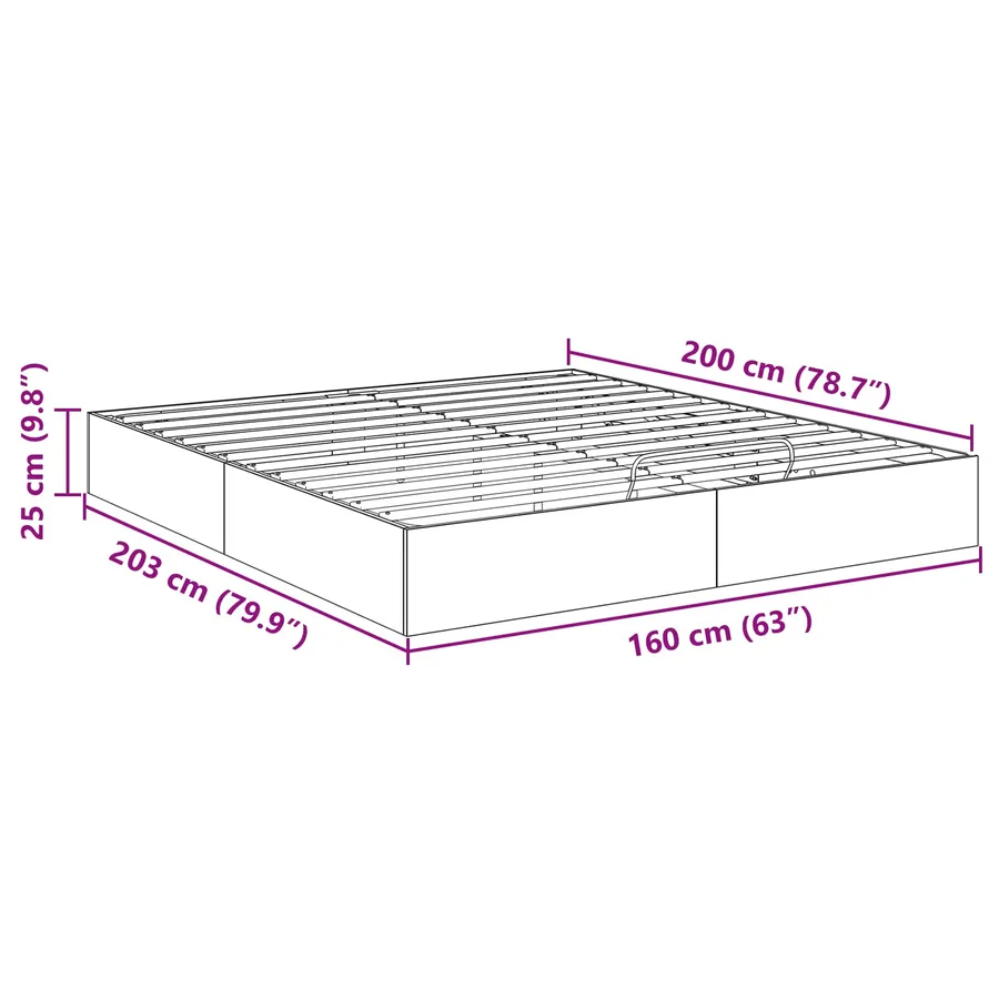 Cadre de lit ottoman Bois ancien 160 x 200 cm Bois d’ingénierie - 11