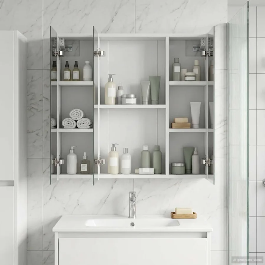 Armoire Miroir de Salle de Bain Blanc 70 x 14,5 x 70 cm - 4
