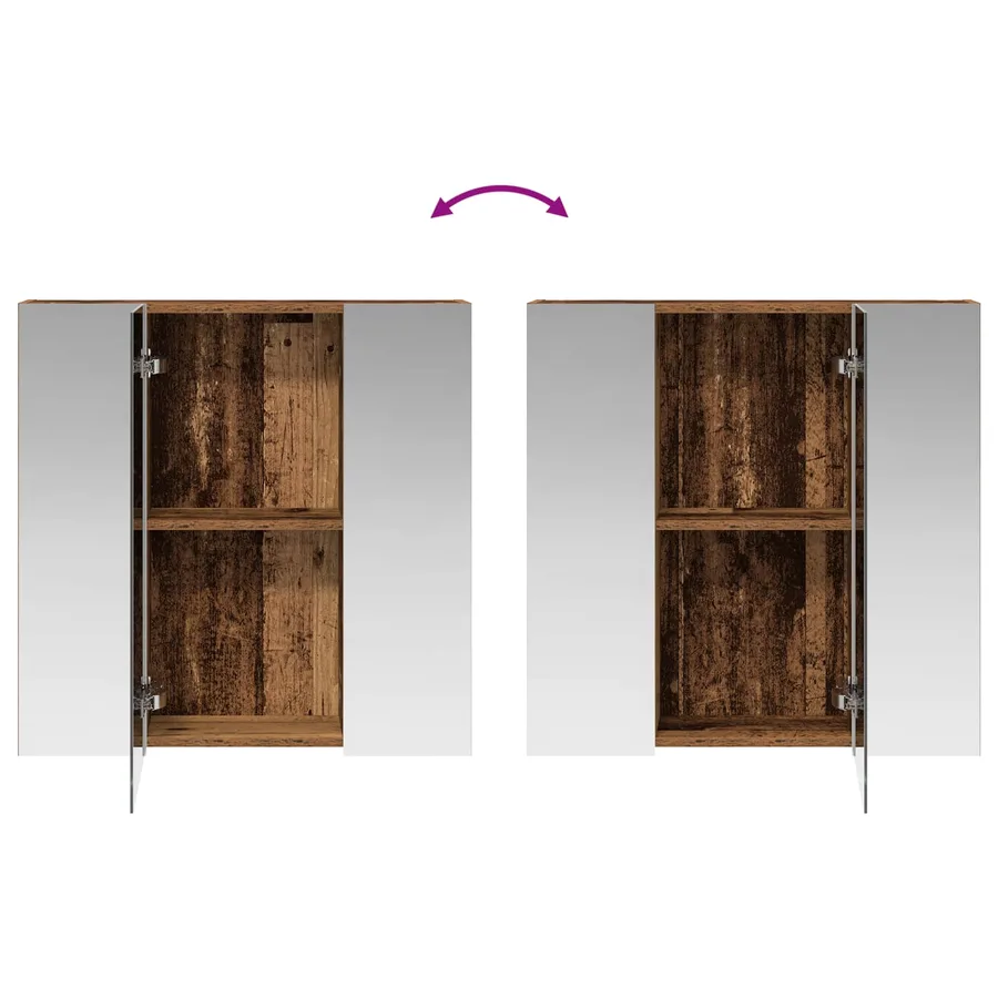 Armoire Miroir de Salle de Bain Bois ancien 70 x 14,5 x 70 cm - 8