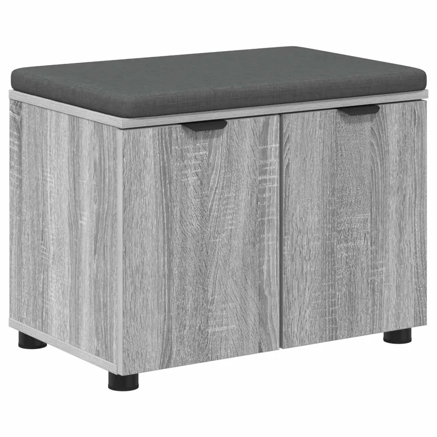 Banc d'entrée avec coussin Gris Sonoma 60 x 38 x 46 cm - 2