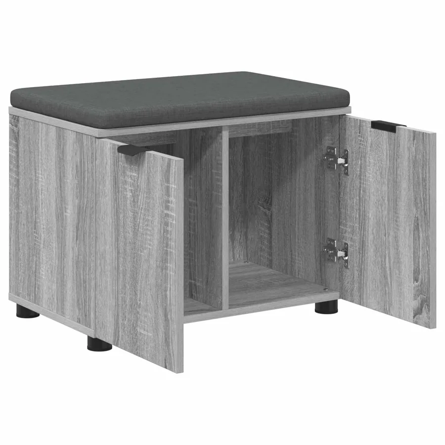 Banc d'entrée avec coussin Gris Sonoma 60 x 38 x 46 cm - 5