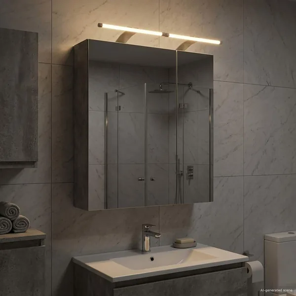 Armoire Miroir de Salle de Bain Gris béton 60 x 14,5 x 70 cm