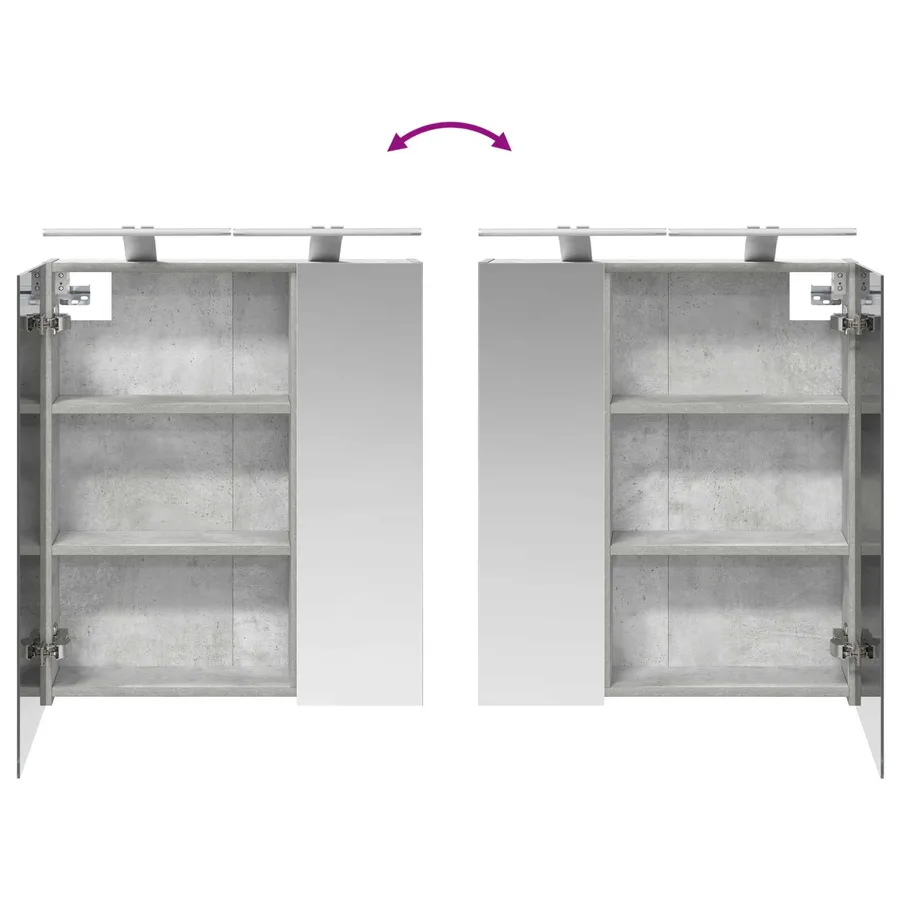 Armoire Miroir de Salle de Bain Gris béton 60 x 14,5 x 70 cm - 12
