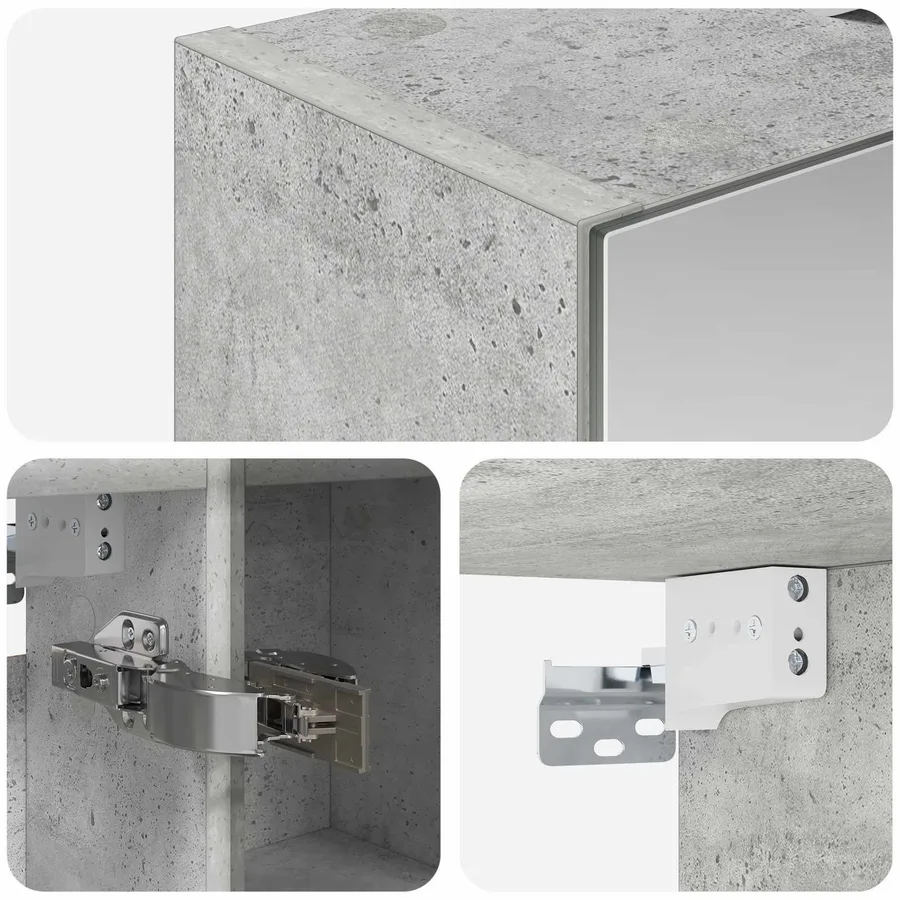Armoire Miroir de Salle de Bain Gris béton 60 x 14,5 x 70 cm - 8