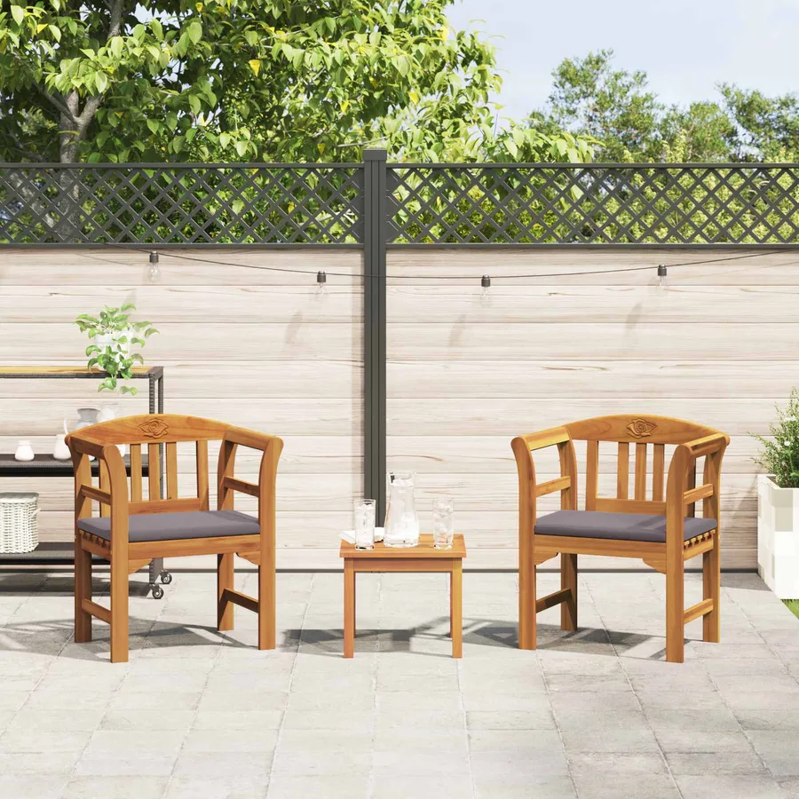 Ensemble de salon Rose de jardin 3 pcs Bois d'Acacia Massif - 4