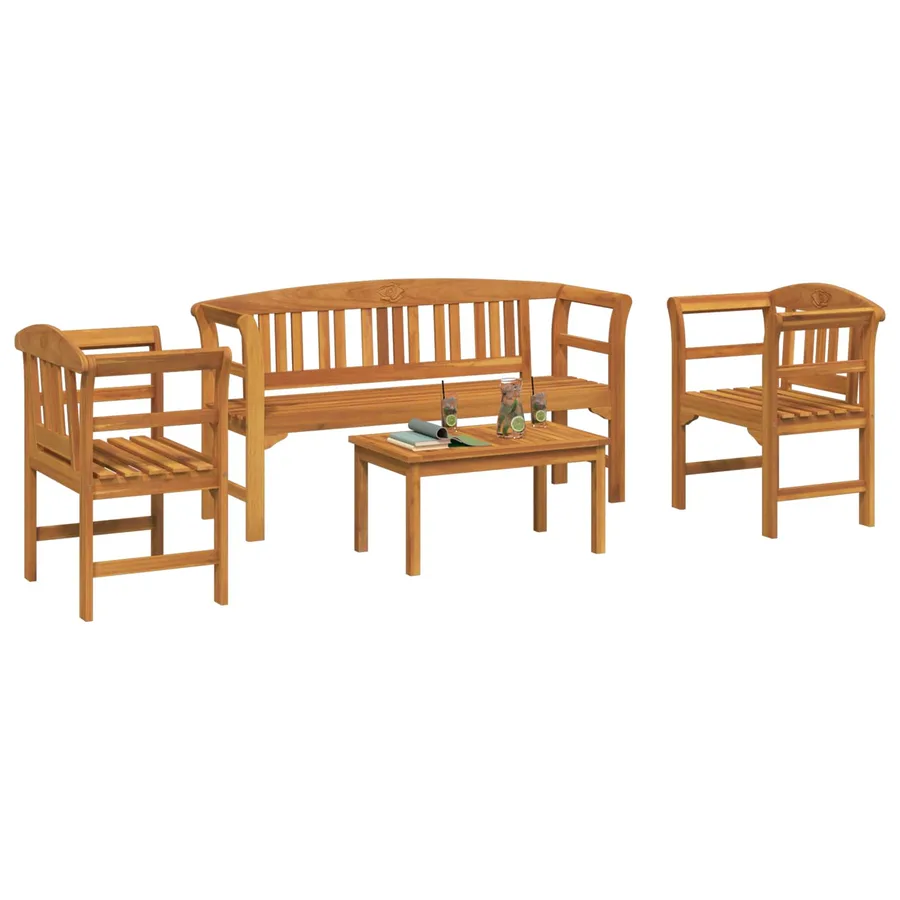 Ensemble de salon Rose de jardin 4 pcs Bois d'Acacia Massif - 3
