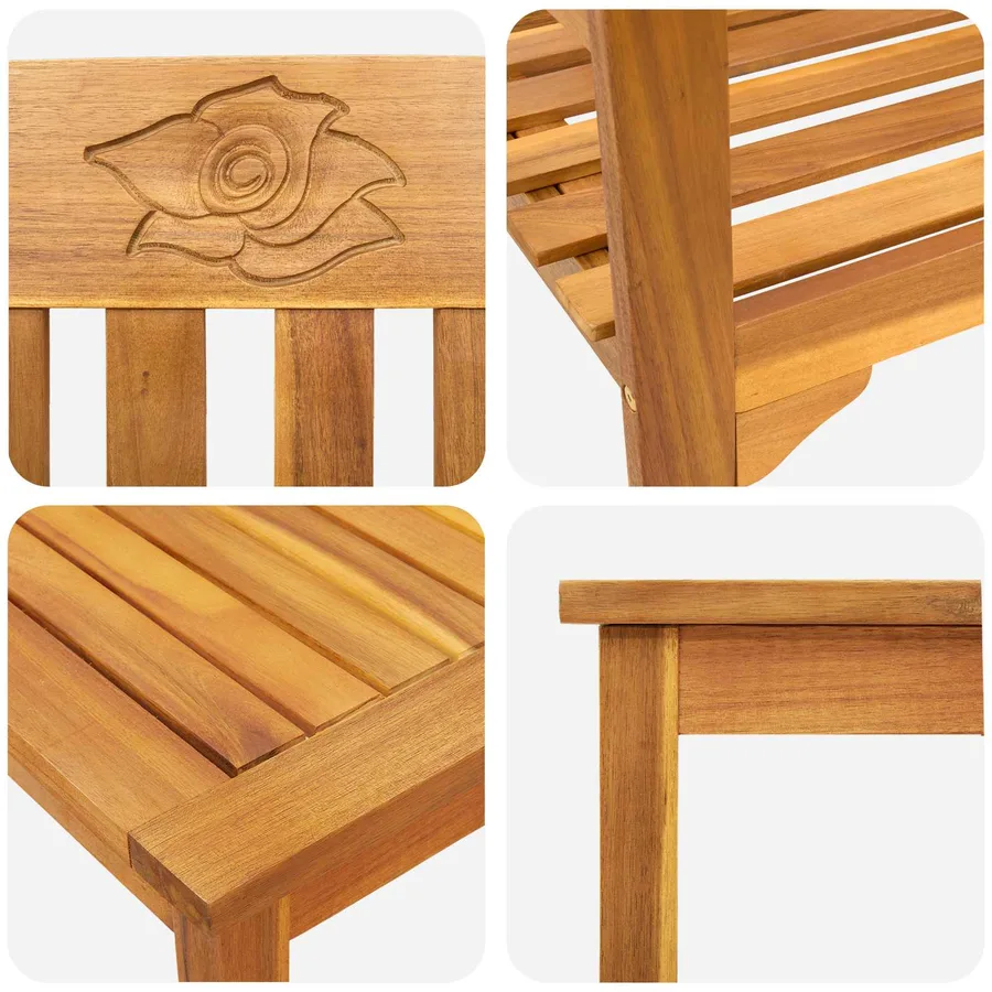 Ensemble de salon Rose de jardin 4 pcs Bois d'Acacia Massif - 8