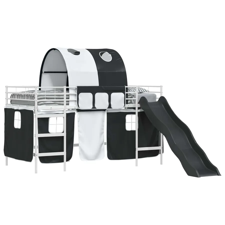 Lit mezzanine pour enfants Blanc et Noir 90 x 200 cm Métал - 2