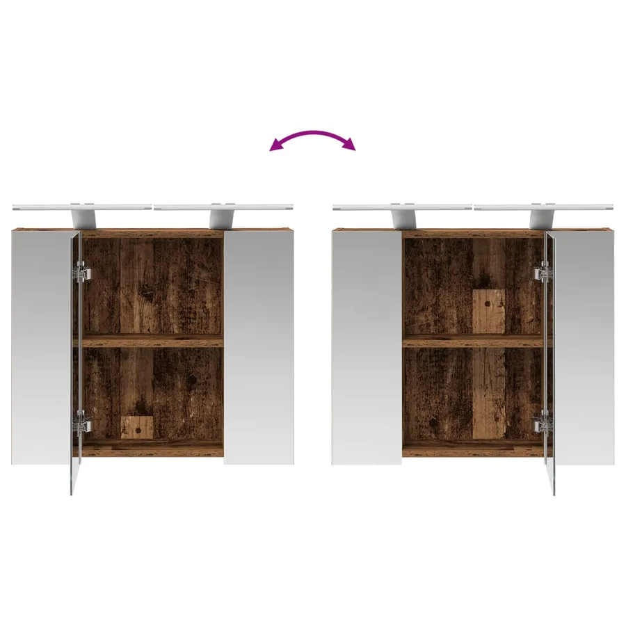 Armoire Miroir de Salle de Bain Bois ancien 60 x 14,5 x 50 cm - 12