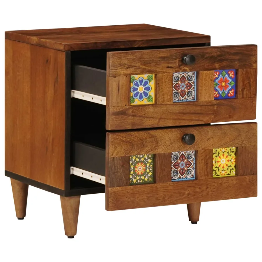Cabinet de chevet avec tiroir 2 pcs Marron 40 x 33 x 46 cm - 3