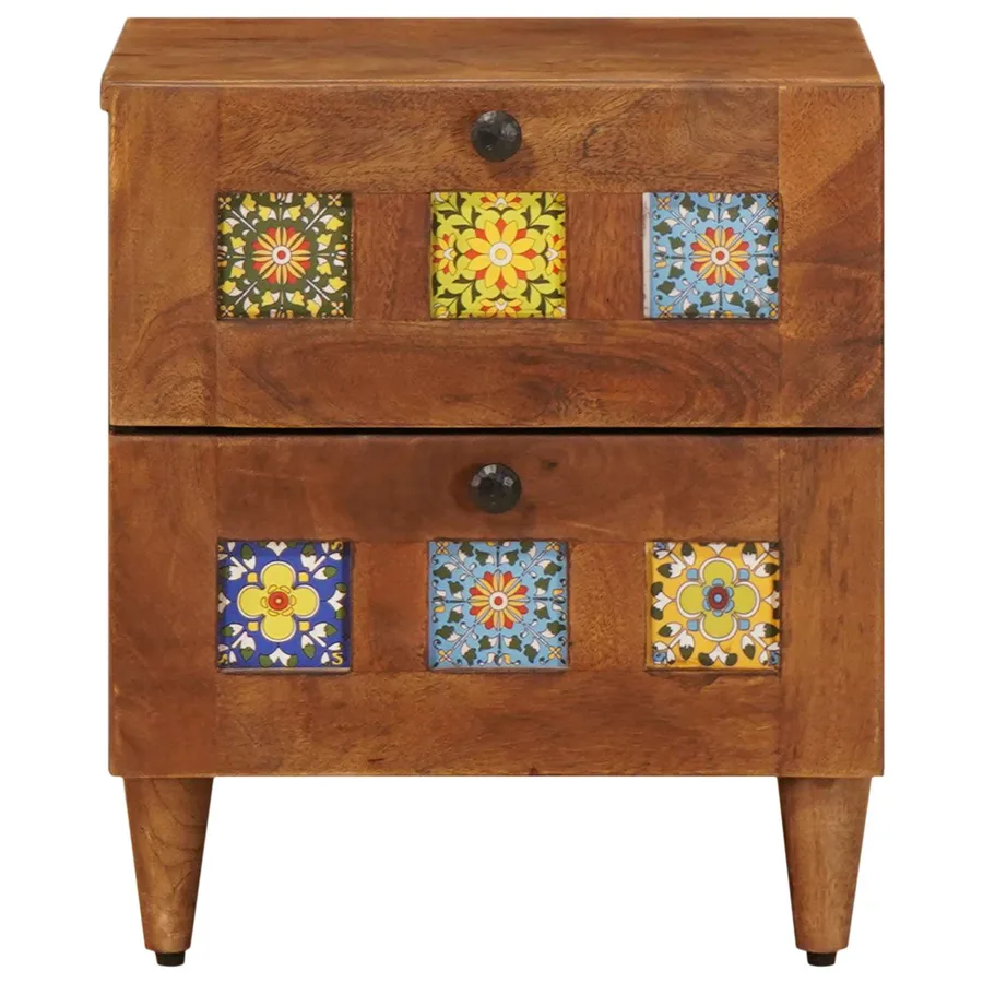 Cabinet de chevet avec tiroir 2 pcs Marron 40 x 33 x 46 cm - 4