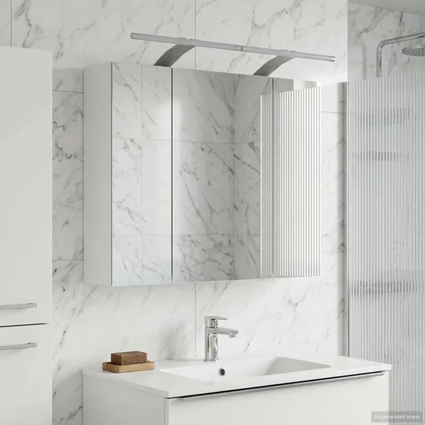 Armoire Miroir de Salle de Bain Blanc 60 x 14,5 x 50 cm
