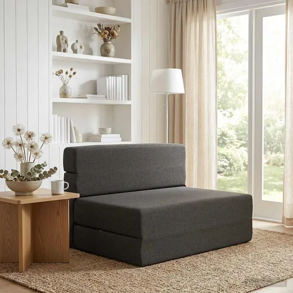 Canapé-lit pliable Gris foncé 70 x 80 x 60 cm Tissu