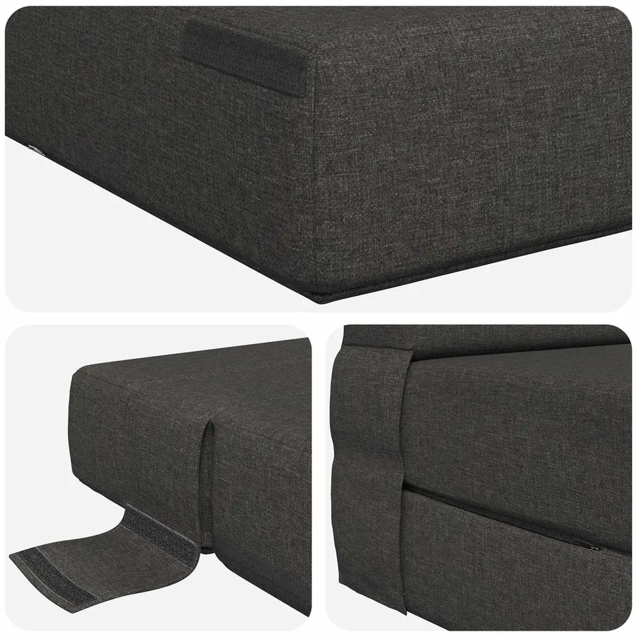 Canapé-lit pliable Gris foncé 70 x 80 x 60 cm Tissu - 6