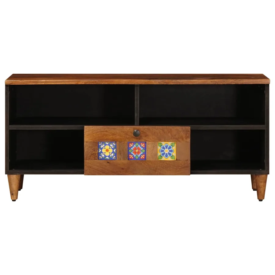 Meuble TV Noyer 100 x 33 x 46 cm Bois de mangue massif - 4