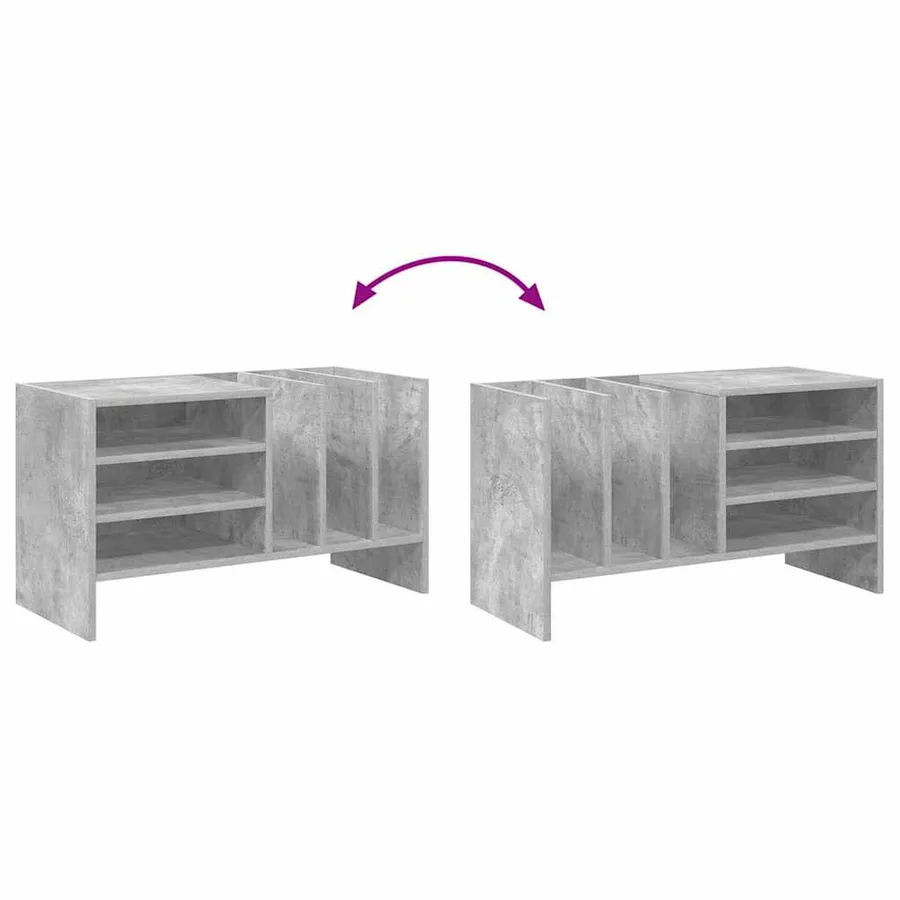 Meuble à vinyles Gris béton 78,5 x 35 x 45 cm Bois d'ingénierie - 10
