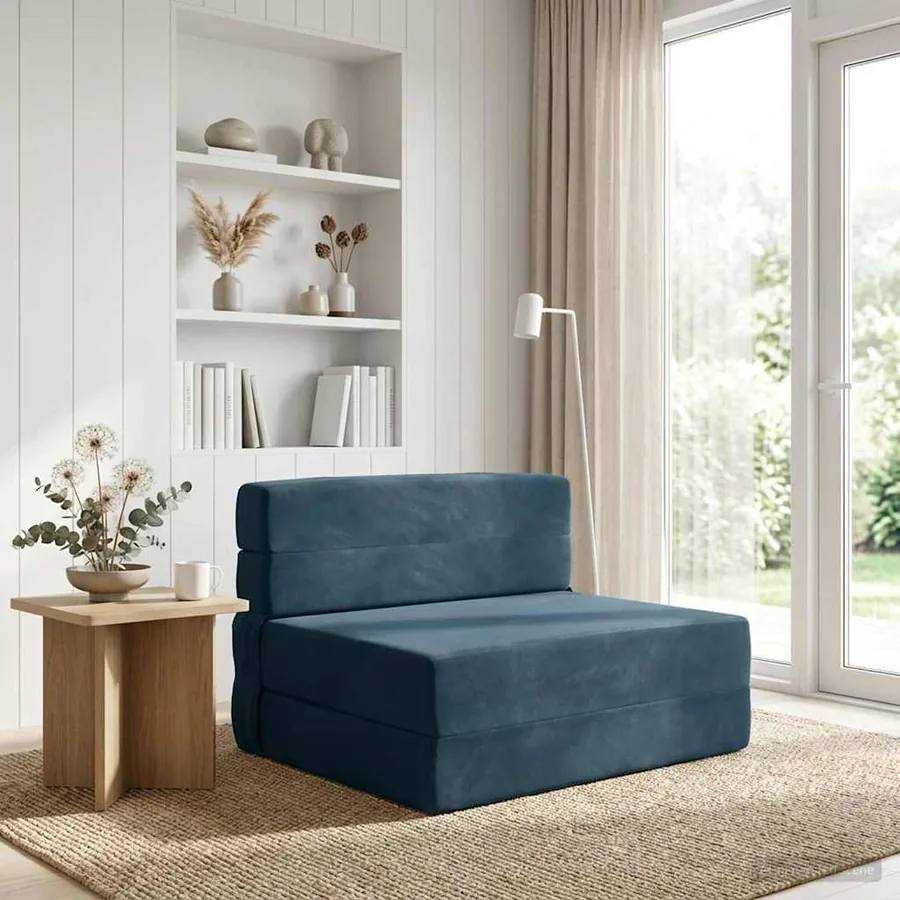 Canapé-lit pliable Bleu 100 x 80 x 60 cm Tissu