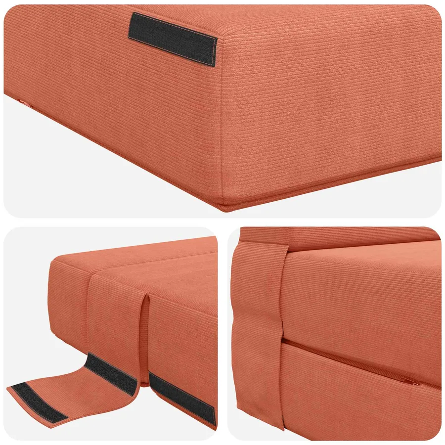 Canapé-lit pliable Rouge orange 70 x 72 x 60 cm Tissu - 6