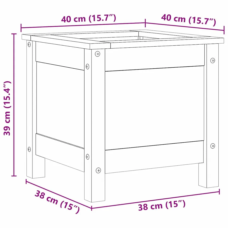 Cache-pot de jardin Brun cire 40 x 40 x 39 cm Pin massif - 9