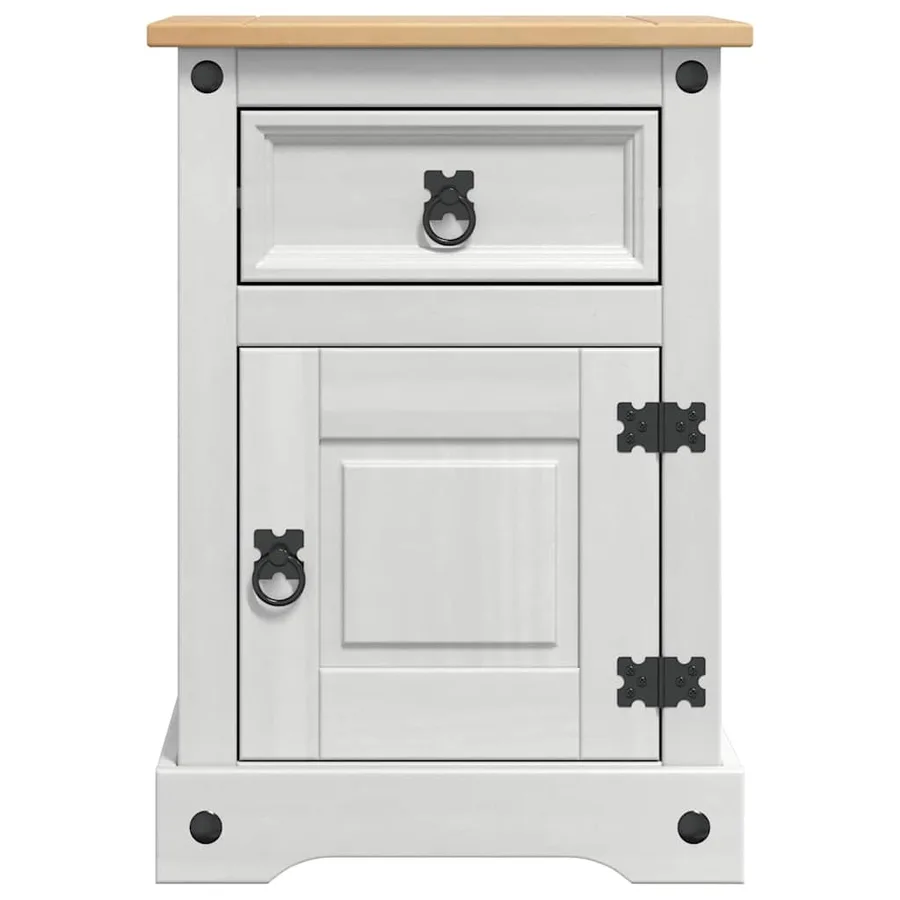 Table de chevet Corona Blanc 45 x 35 x 64 cm Pin massif - 6