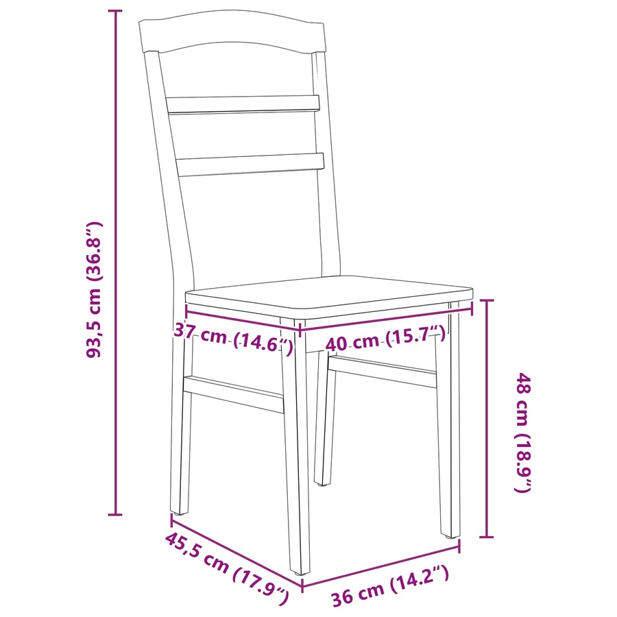 Chaise de salle à manger 2 pcs Blanc Bois de Caoutchouc Massif - 10