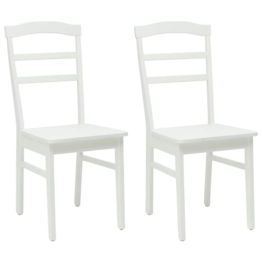 Chaise de salle à manger 2 pcs Blanc Bois de Caoutchouc Massif - 2