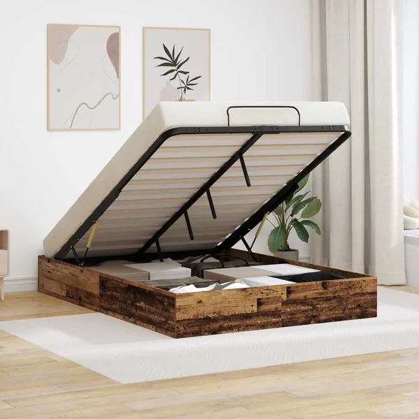 Cadre de lit ottoman Bois ancien 203 x 150 x 25 cm