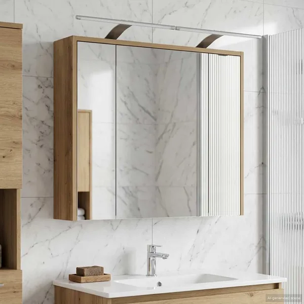 Armoire Miroir de Salle de Bain Chêne artisan