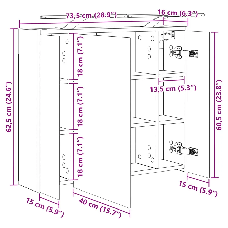 Armoire Miroir de Salle de Bain Chêne artisan - 13