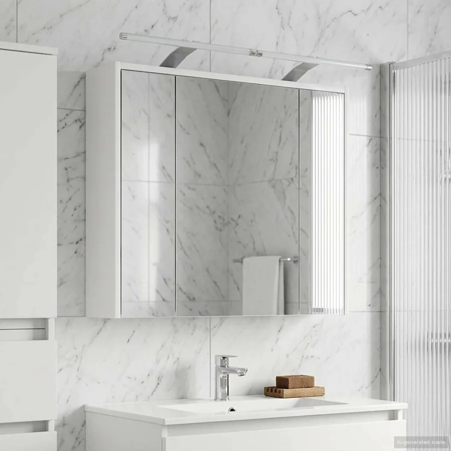 Armoire Miroir de Salle de Bain Blanc 73,5 x 16 x 62,5 cm