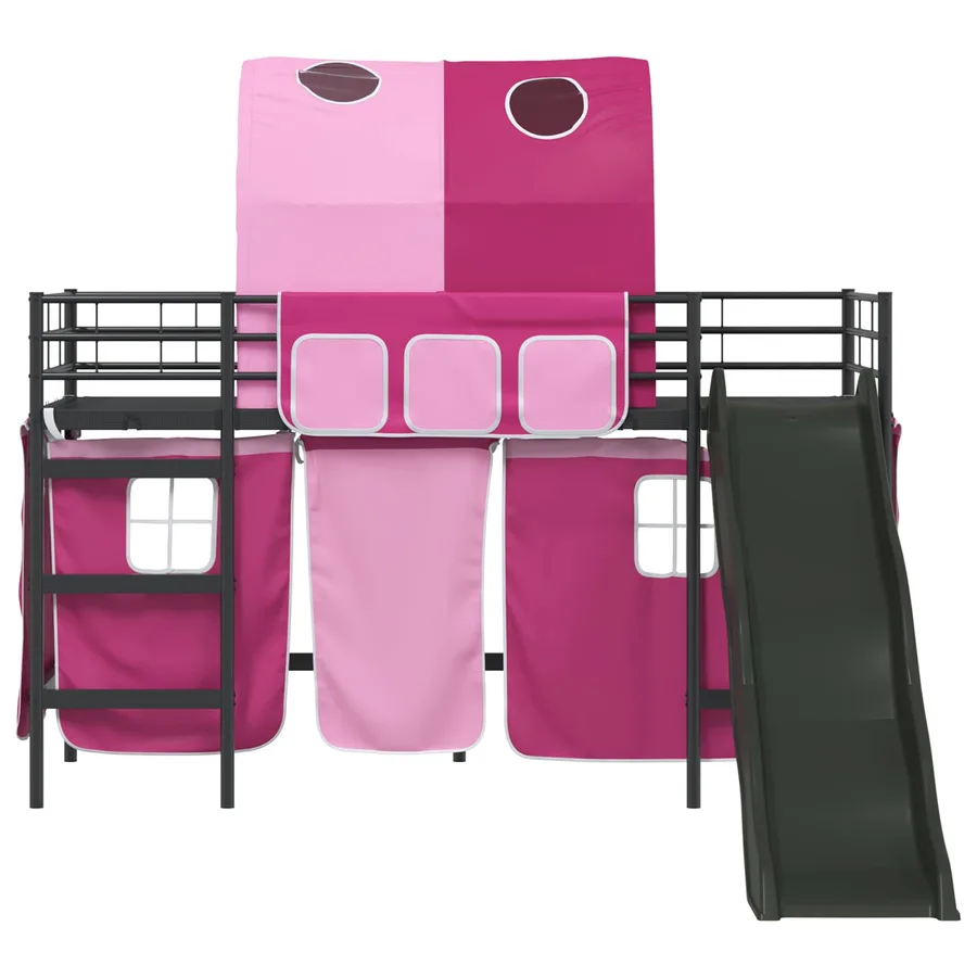 Lit mezzanine pour enfants Noir et rose 100 x 190 cm Métал - 6