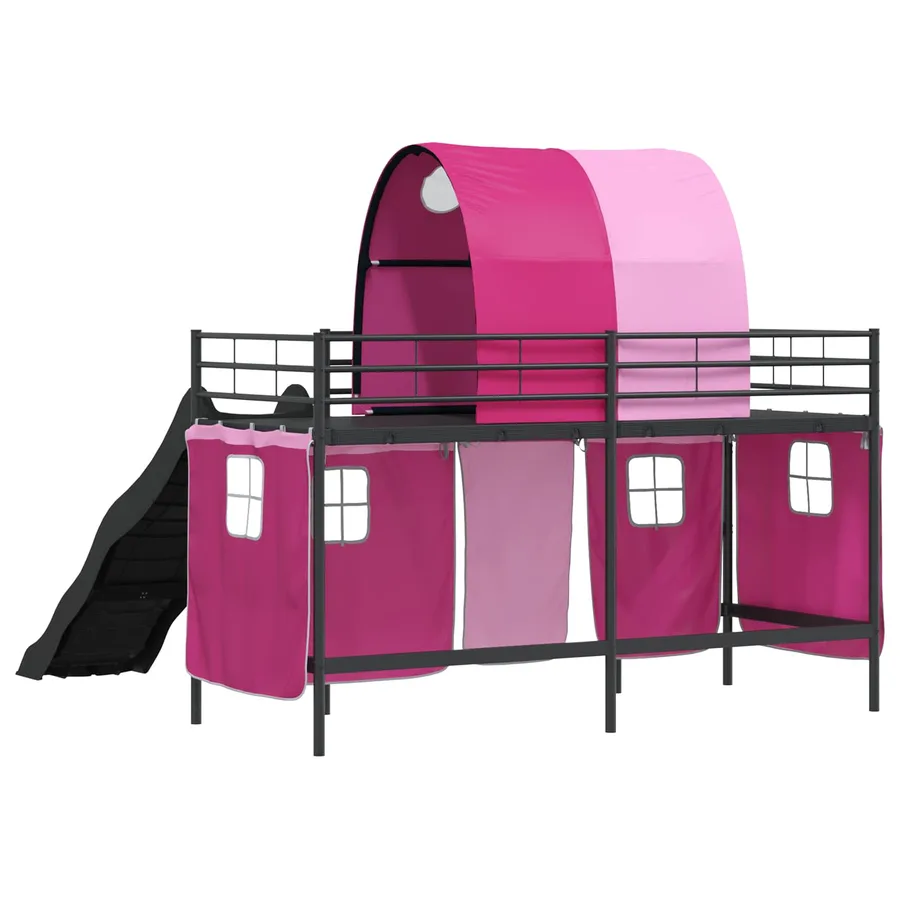 Lit mezzanine pour enfants Noir et rose 100 x 190 cm Métал - 8