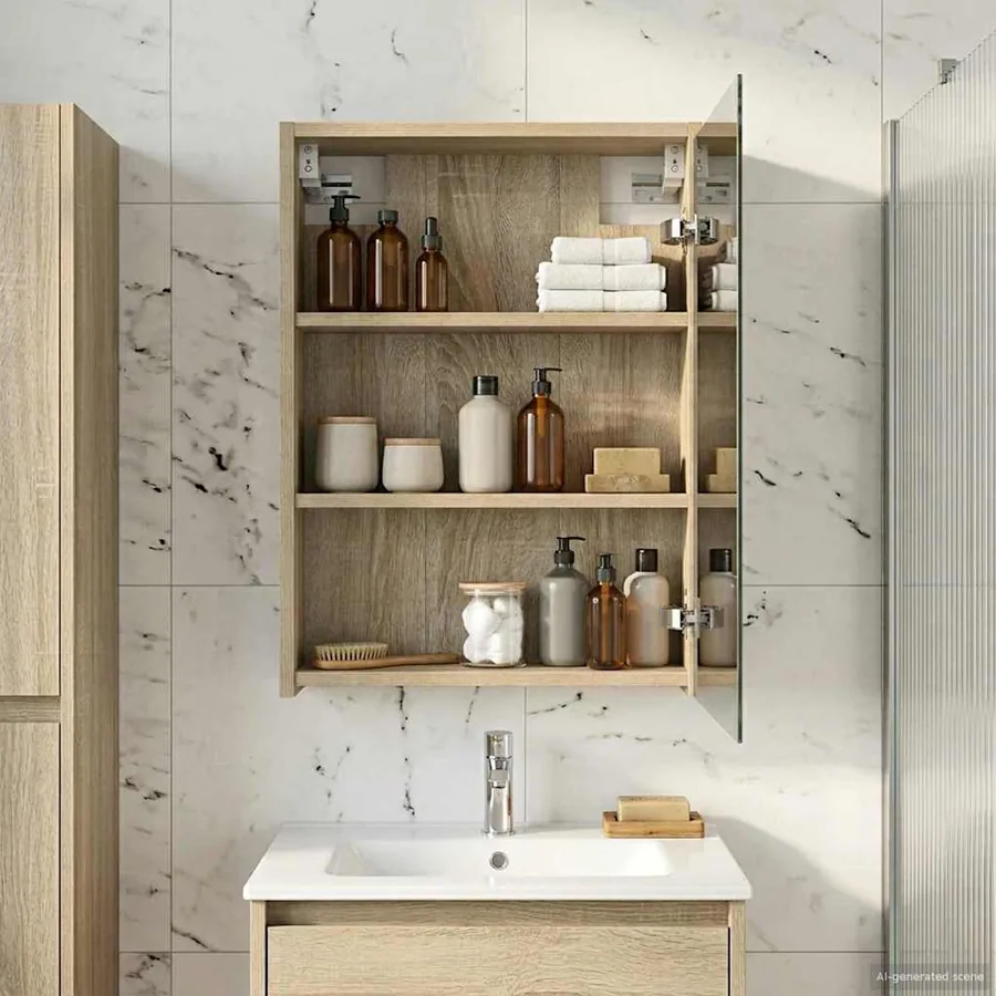 Armoire Miroir de Salle de Bain Chêne Sonoma 43 x 16 x 62.5 cm
