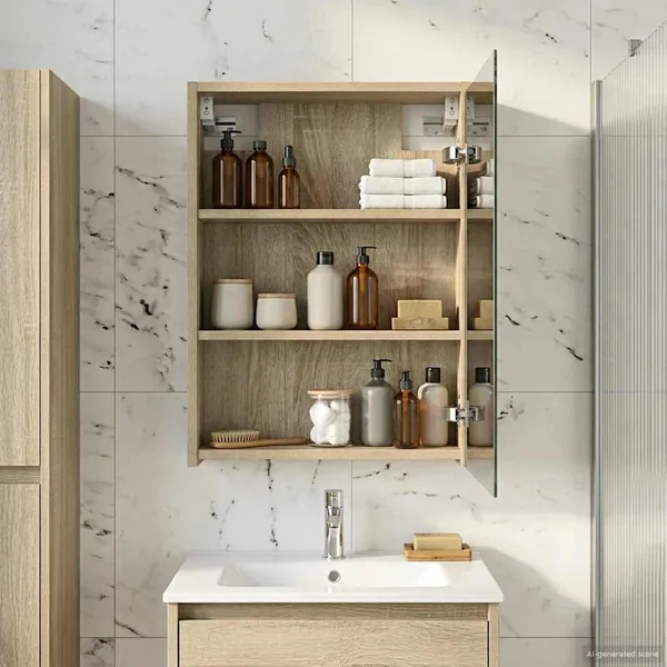 Armoire Miroir de Salle de Bain Chêne Sonoma 43 x 16 x 62.5 cm