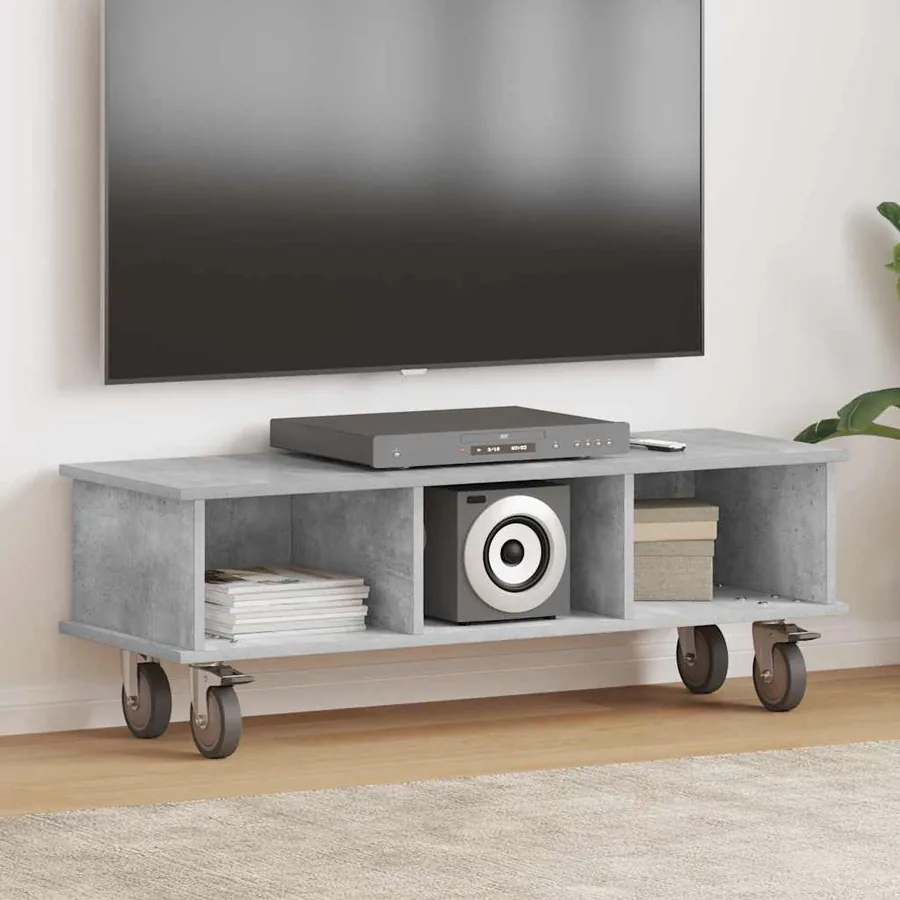 Meuble TV Gris béton 100 x 35 x 35 cm Bois d'ingénierie