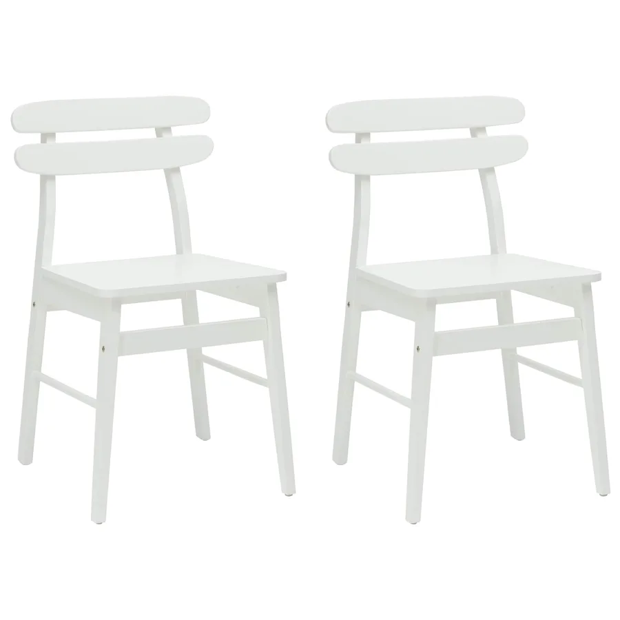 Chaise de salle à manger 2 pcs Blanc Bois de Caoutchouc Massif - 2