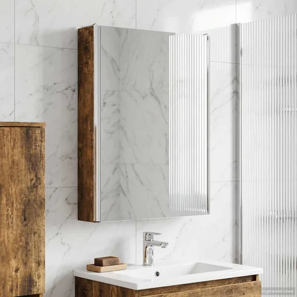 Armoire Miroir de Salle de Bain Chêne fumé 43 x 11,5 x 60,5 cm