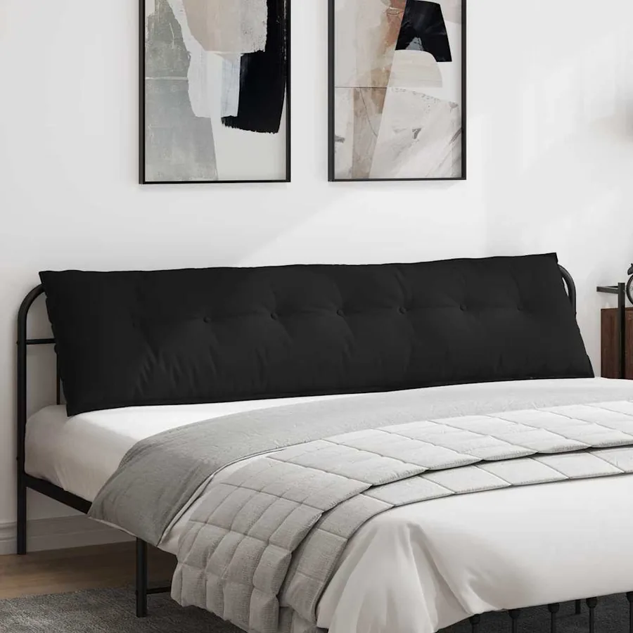 Coussin de Dos Noir 200 x 50 cm Tissu en microfibre