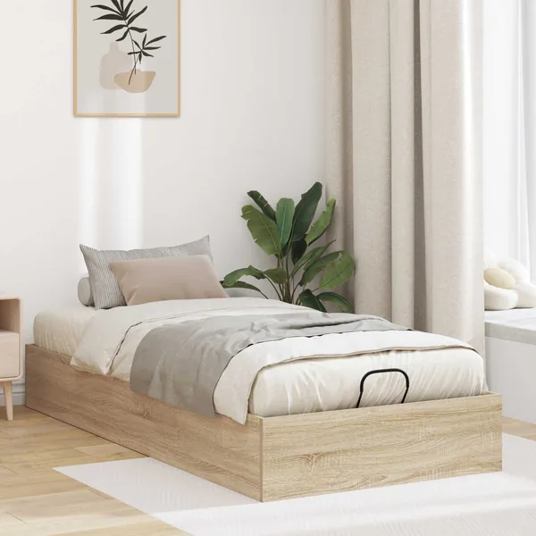 Cadre de lit ottoman avec stockage Chêne Sonoma 75,5 x 190 cm