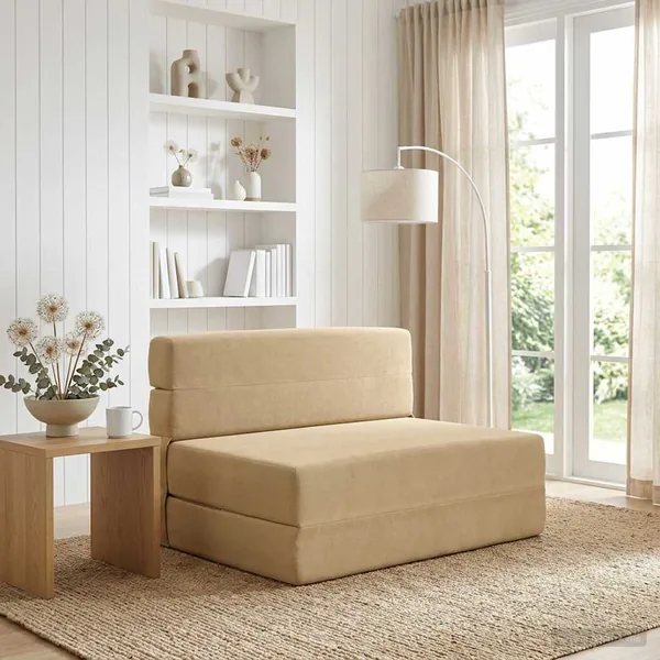 Canapé-lit pliable Vert Gris 100 x 80 x 60 cm Tissu