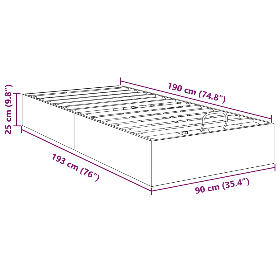 Cadre de lit ottoman avec stockage Bois ancien 193 x 90 x 25 cm - 11