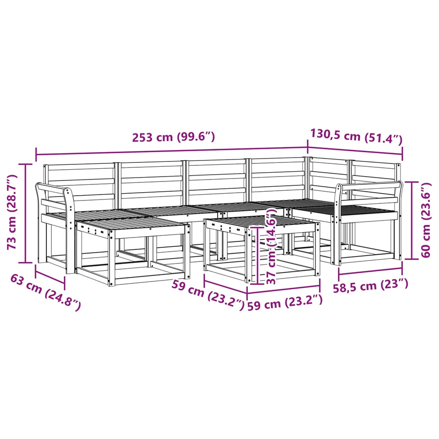 Ensemble de canapés d'extérieur 7 pcs Naturel - 11