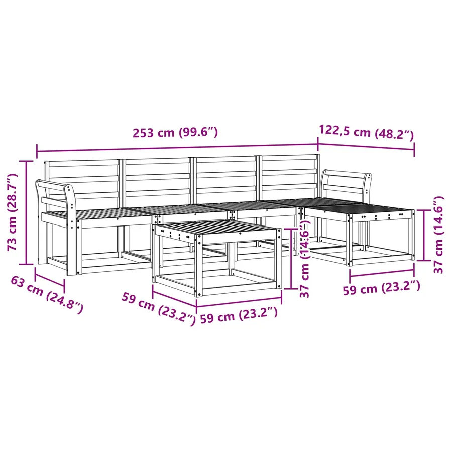 Ensemble de canapés d'extérieur 6 pcs Naturel - 9