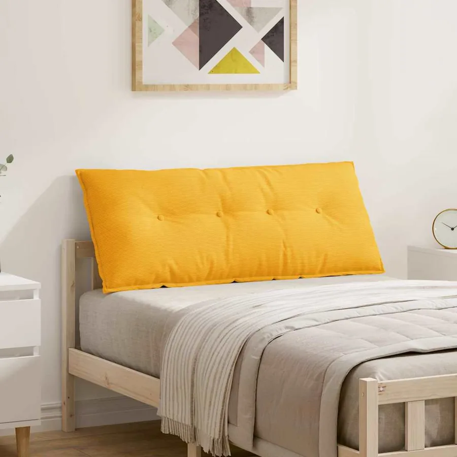 Coussin de Dos Jaune clair 120 x 50 cm Tissu en velours côtelé