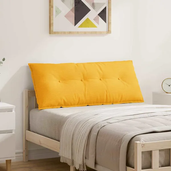 Coussin de Dos Jaune clair 120 x 50 cm Tissu en velours côtelé