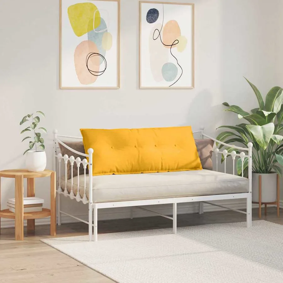 Coussin de Dos Jaune clair 120 x 50 cm Tissu en velours côtelé - 4