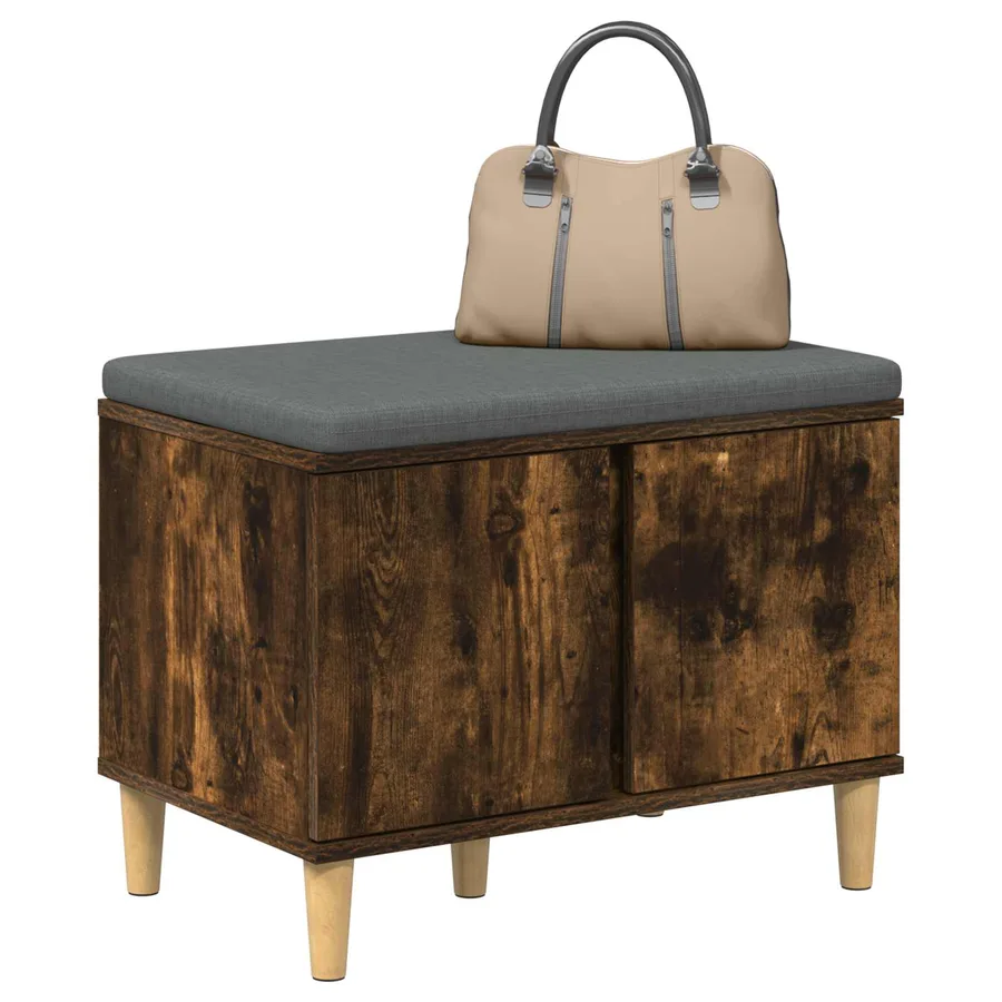 Banc d'entrée avec coussin Chêne Fumé 60 x 38 x 46 cm - 3