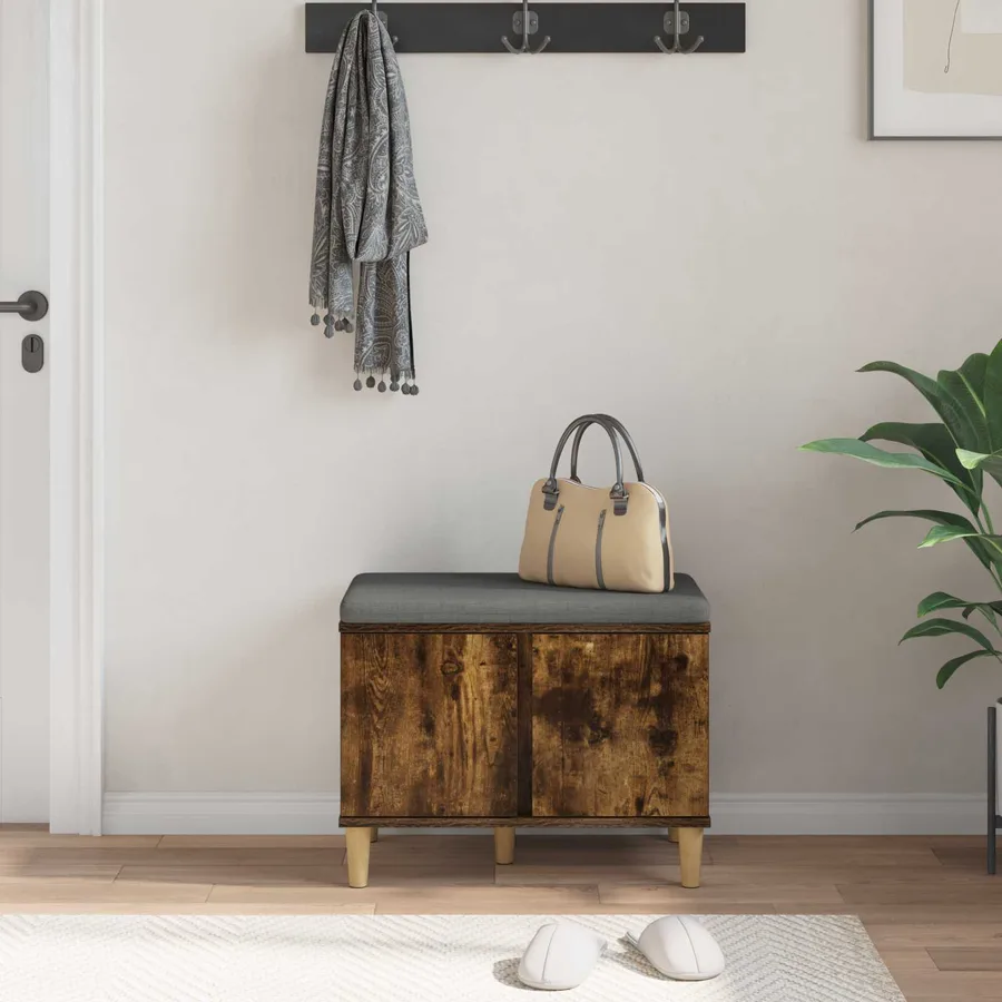 Banc d'entrée avec coussin Chêne Fumé 60 x 38 x 46 cm - 4