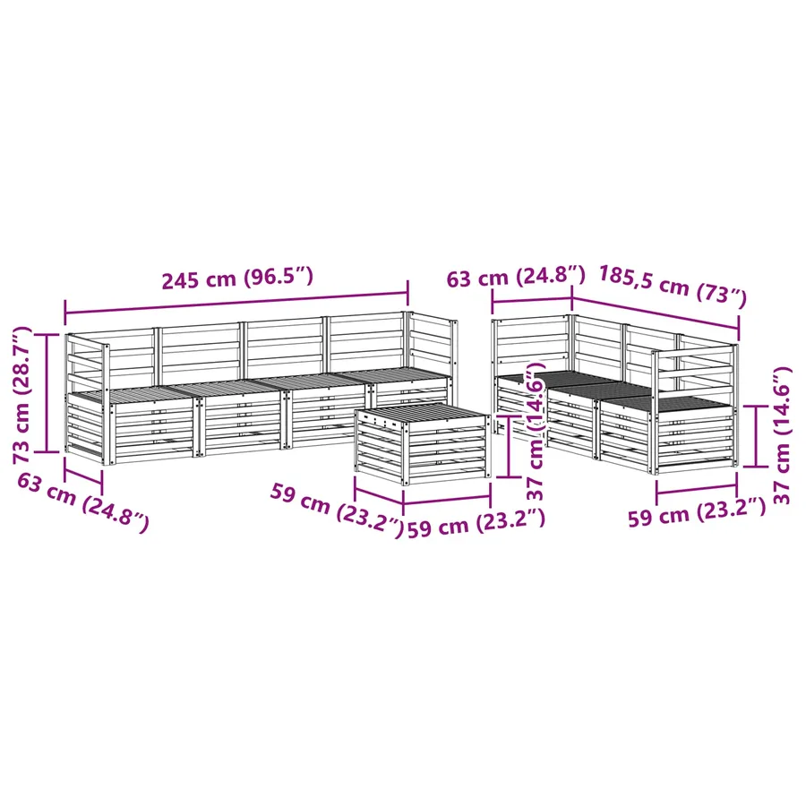 Ensembles de canapés 8 pcs Naturel Bois d'Acacia Massif - 9